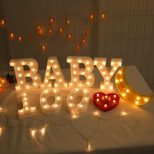 4 Warm White BABY Marquee Light Up Letters, Large BABY Led Light Sign, Perfect for Baby Shower Birthday Home Bedroom Nursery Room Table Wall Decor