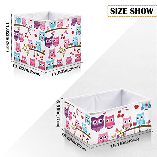 Qilmy Owl Cube Storage Bin Collapsible Storage Box Canvas Toy Basket Large Foldable Storage Organizer for Living Room Bedroom Kitchen Kids Room