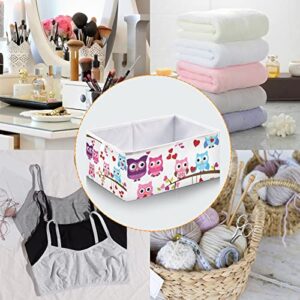 Qilmy Owl Cube Storage Bin Collapsible Storage Box Canvas Toy Basket Large Foldable Storage Organizer for Living Room Bedroom Kitchen Kids Room