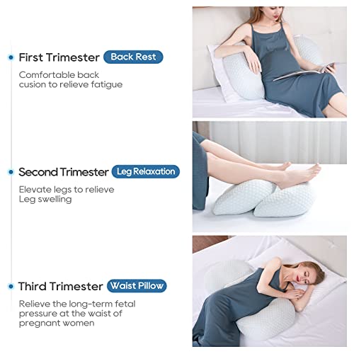 Pregnancy Pillows Maternity Pillow for Pregnant Women Sleeping - A Must Have Body Pillow with Detachable Adjustable Cover, Support for Belly, Back, Hips & Legs, Travel Friendly and Machine Washable