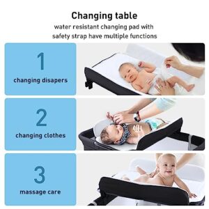 Uuoeebb 4 in 1 Baby Bassinet Bedside Sleeper, Portable Baby Bassinet with Wheels, Baby Crib with Changing Station, Mattress Included and Storage, Foldable Travel Bassinet for Baby/Infant/Newborn-Black