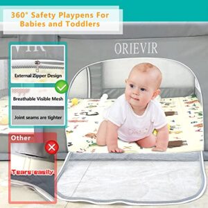 ORIEVIR Baby Playpen,71" X 59"Baby Playpen for Toddler,Baby Playard 300D Cloth,Playpen for Babies with mat,Sturdy Safety Play Yard,Baby Activity Center,Babys Fence Play Area with 30 PCS Ocean Balls