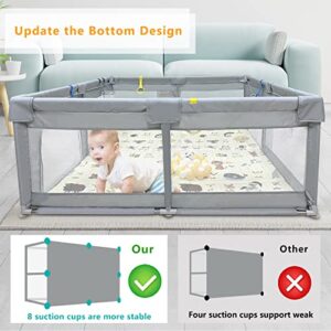 ORIEVIR Baby Playpen,71" X 59"Baby Playpen for Toddler,Baby Playard 300D Cloth,Playpen for Babies with mat,Sturdy Safety Play Yard,Baby Activity Center,Babys Fence Play Area with 30 PCS Ocean Balls