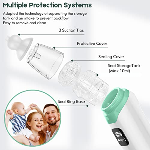 Electric Nasal Aspirator for Baby - Baby Nose Sucker, Booger Sucker for Babies Toddlers Infants Newborns Kids with 3 Suction Levels & Music & Light, Automatic Mucus Nose Cleaner Machine