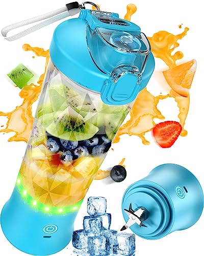 Portable Blender, Portable Blender for Shakes and Smoothies, 600ml Portable Blender 20 oz with USB Rechargeable, Personal Size Blenders with 6 Sharp Blades, Mini blenders for kitchen/Travel/Office