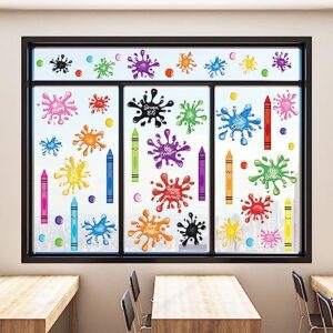 greenpine 7 sheets inspirational quotes window clings stickers every child is an artist colorful paint splatter back to school positive sayings home bedroom living room school classroom nursery playroom decoration​