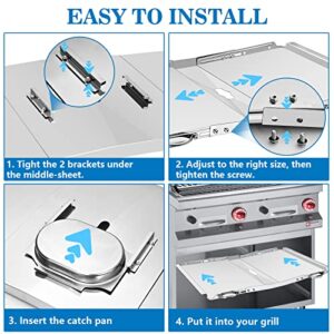 Copiu Grill Grease Tray with Catch Pan, 24"-30" Adjustable Grill Replacement Parts Stainless Steel Outdoor BBQ Drip Pan for Dyna Glo, Nexgrill, Expert Grill, Kenmore, BHG, Backyard, Uniflame and More