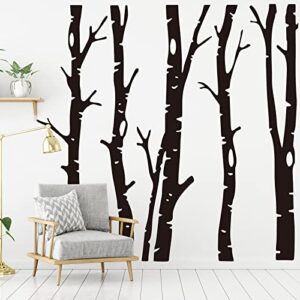 shimeyao 7 sheets giant tree wall decals large birch tree decals for walls woodland forest room decor pvc huge size wall stickers for nursery living room decoration, 78.74 x 78.74 inch (black)