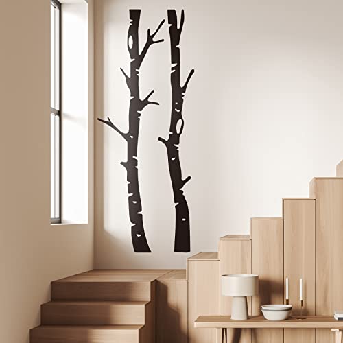 Shimeyao 7 Sheets Giant Tree Wall Decals Large Birch Tree Decals for Walls Woodland Forest Room Decor PVC Huge Size Wall Stickers for Nursery Living Room Decoration, 78.74 x 78.74 Inch (Black)