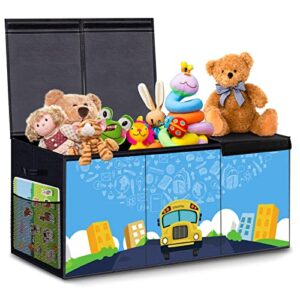 wdmiya large toy box, toy organizers and storage with collapsible lid & handles, toy chest for kids extra large playroom, living room, nursery, closet, car trunk, brithday gift for boys & girls
