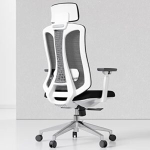 logicfox ergonomic mesh office chair, computer desk chair with 3d armrests, adjustable lumbar cushion and adjustable headrest, white high back home office chair with tilt function, computer chair