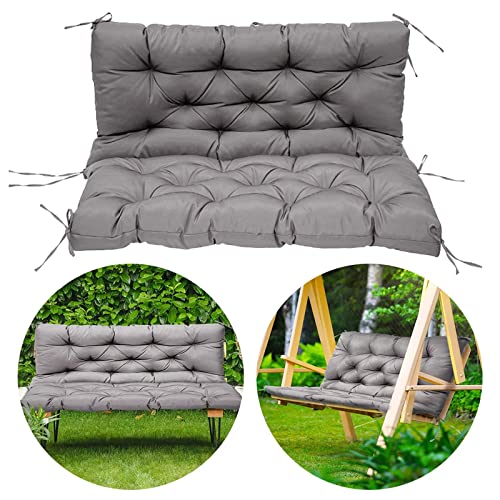 Swing Cushions 2-3 Seater Replacement Waterproof Porch Swing Cushions with Backrest and Straps Thicken 4" Swing Cushion Replacement for Outdoor Swing Cushions Patio Garden Furniture Terrace (60*40in)