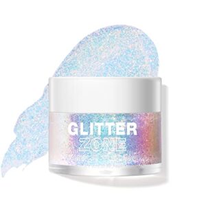 gl-turelifes biodegradable face glitter gel, holographic body glitter gel mermaid liquid eyeshadow fine glitter for body, face, hair, festival glitter long lasting sparkling 1.4 oz (#01)