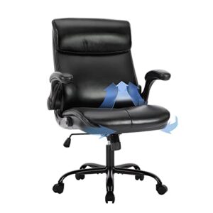 colamy office chair high back executive computer desk chair, ergonomic home office chair with padded flip-up arms, adjustable height and tilt, swivel task chair with thick leather, 1 pc