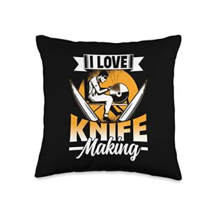 forging craft knifer maker job i love knife making hobby knives lover maker throw pillow, 16x16, multicolor