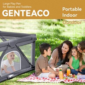 GENTEACO Baby Playpen 50"×50" Foldable Playpen for Babies and Toddlers Indoor & Outdoor Extra Large Play Pen Portable Baby Fence Play Yard Safety Kids Playpin (Darkgrey)