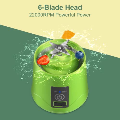 Portable Blender, Personal Blender with USB Rechargeable Mini Fruit Juice Mixer, Personal Size Blender for Smoothies and Shakes Mini Juicer Cup Travel 380ML