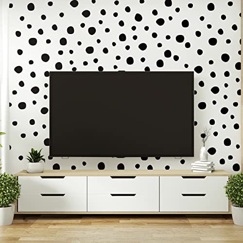 Colarr 1600 Pcs Black Polka Dot Wall Decals Boho Irregular Wall Stickers Vinyl Circle Wallpaper Stick and Peel for DIY Baby Kids Nursery Bedroom Living Room Bathroom Classroom Playroom, Black