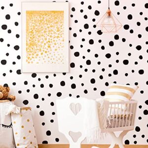 Colarr 1600 Pcs Black Polka Dot Wall Decals Boho Irregular Wall Stickers Vinyl Circle Wallpaper Stick and Peel for DIY Baby Kids Nursery Bedroom Living Room Bathroom Classroom Playroom, Black