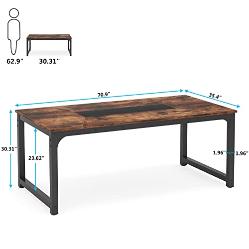 LITTLE TREE 78.7 Inch X Large Executive Office Computer Desk, Brown