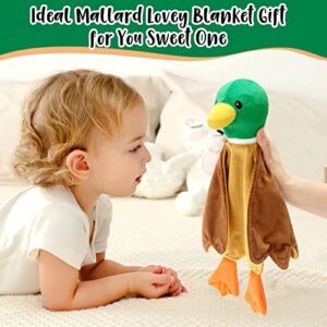 Eunikroko Baby Security Blanket Mallard Duck Soft Baby Lovey Unisex Lovie Gifts Plush Snuggle Stuffed Animal Cuddle Blanket Shower Gift for Newborn Kids Toddler Hunting Themed Decor Bedroom