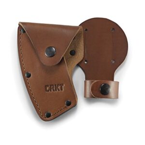 CRKT Freyr Axe: Outdoor Axe, Forged Carbon Steel Blade, and Hickory Wooden Handle 2746 & CRKT Freyr Axe Sheath: Full Grained Leather, Multiple Snaps, Belt Loops, for Use with CRKT 2746 D2746