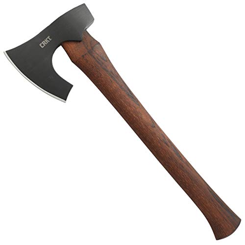 CRKT Freyr Axe: Outdoor Axe, Forged Carbon Steel Blade, and Hickory Wooden Handle 2746 & CRKT Freyr Axe Sheath: Full Grained Leather, Multiple Snaps, Belt Loops, for Use with CRKT 2746 D2746