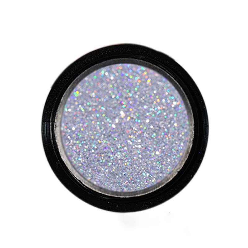 Holographic Laser Nail Powder Chrome Nail Powder Rainbow Color Manicure Pigment Glitter Dust with Multicolor Mirror Effect Shinny Holo Nail Powder with Nail Sponge Brush