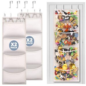 honeyera 2 pack - storage for stuffed animal - over door organizer for stuffies, baby accessories, toy plush storage/easy installation with breathable hanging storage pockets big girls toddler
