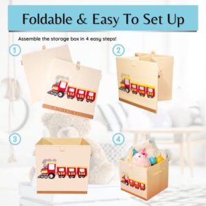 Product 4 Kids - Washable Toy Box Storage Cube, Canvas Toy Chest Organizer Foldable Kids Toy Storage Organizers for Child's Bedroom or Playroom -13x13x13 Inch