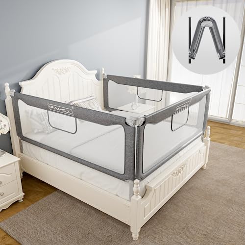 FAMILL Twin Bed Rails for Toddlers, Upgraded No Assembly Foldable Baby Bed Rail Guard, Bed Safety Rails for Children, Toddler Bed Rails for Twin Bed,Bed Safety Rails for Children (Grey, 39", 1 Side)