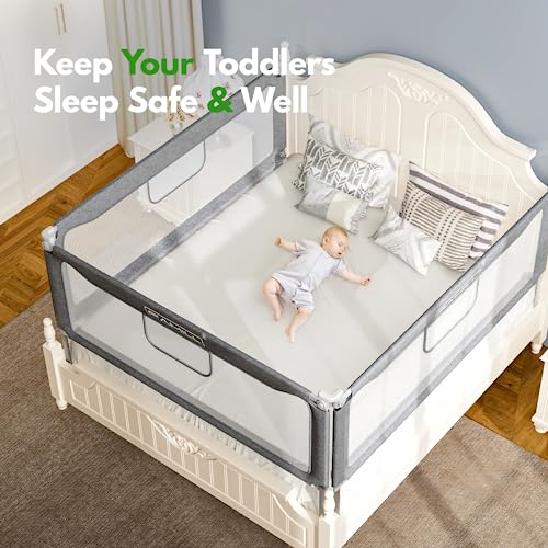 FAMILL Twin Bed Rails for Toddlers, Upgraded No Assembly Foldable Baby Bed Rail Guard, Bed Safety Rails for Children, Toddler Bed Rails for Twin Bed,Bed Safety Rails for Children (Grey, 39", 1 Side)