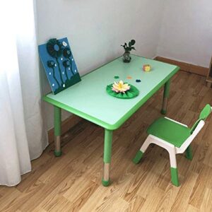 LIUYUNQI 1 Table and 6 Chairs Kindergarten Desk and Chair Set Can Lift Children's Desk Household Simple Baby Table Plastic Rectangle Toy Table (Color : Blue)