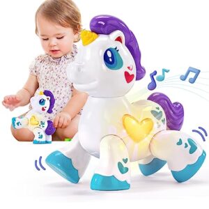 hahaland toddler girl toys unicorn toy for 1 year old girl, musical light up kid girl interactive travel toys, baby toys 12-18 months, 1+ year old girl birthday gifts