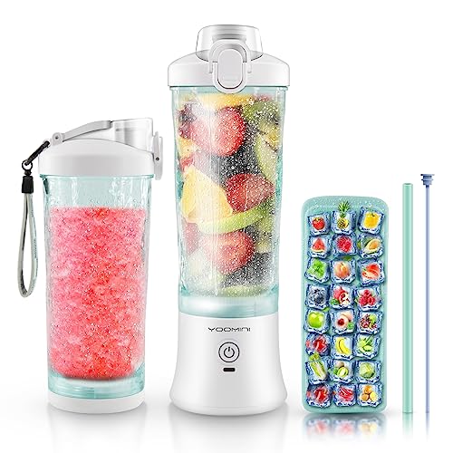 Portable Blender, Personal Blender for Shakes and Smoothies - USB Rechargeable 20oz Mini Blender with 6 Blades and ToGo Cup for Sports Travel Gym