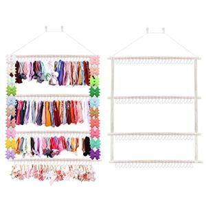 large headband bow holder for girls,huge hair accessories organizer storage display with 96 pcs hooks, wall hanging decor for toddler nursery room