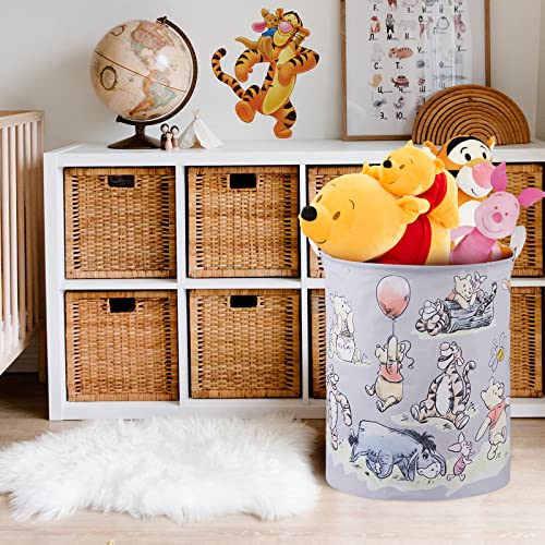 Winnie Storage Basket, Nursery Large Hamper Canvas Laundry Basket Foldable With Waterproof Pe Coating,For Kids Boys And Girls, Bathroom, Bedroom, Clothes,Toy Bin