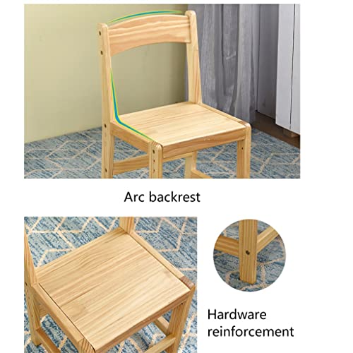 BBSJ Solid Wood Table and Chairs Set Student Study Table Home Lifting Wooden Safety Writing Desk Combination with Bookshelf