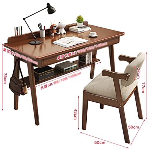 BBSJ Furniture Set Solid Wood Table and Chair Furniture Set Study Table Set 80 * 55 * 75Cm