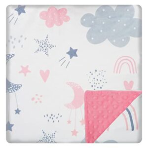 baby blanket for boys girls (cloud printed, 30"x40") with double layer dotted backing soft plush minky blanket for toddlers newborn