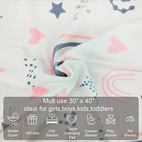 Baby Blanket for Boys Girls (Cloud Printed, 30"x40") with Double Layer Dotted Backing Soft Plush Minky Blanket for Toddlers Newborn