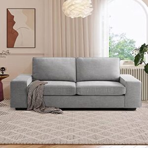 abakan 88.58" modern couches sofas for living room, luxury chenille loveseat couch with metal solid wood frame,high density cotton, removable back cushion and seat cushion(light grey)