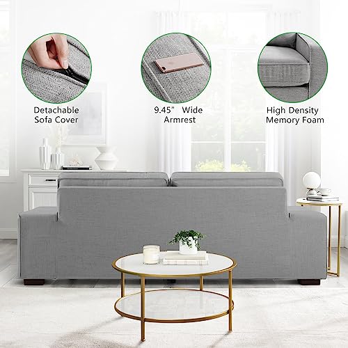 ABAKAN 88.58" Modern Couches Sofas for Living Room, Luxury Chenille Loveseat Couch with Metal Solid Wood Frame,High Density Cotton, Removable Back Cushion and Seat Cushion(Light Grey)