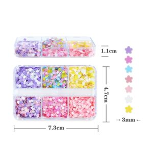 KACHIMOO Nail Art Glitter Sequins,Flower Shape Nail Flakes Confetti Sticker Nail Art Supplies for Face Hand Body Eyes Make-up Decorations (Set 2)