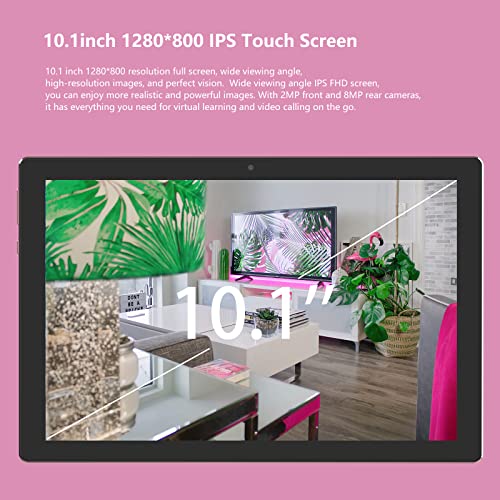2 in 1 Tablet 10 Inch, Android 11.0 Tablet with Keyboard Case, 4GB+64GB ROM/512GB Computer Tablets, Quad Core, HD Touch Screen, Dual Carema, Games, Wi-Fi，BT, Google GMS Certified Tablet PC (Pink)