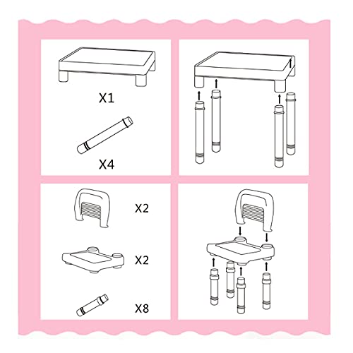 LIRUXUN Children 's Learning Table Chairs Set Kids Gaming Learning Tables Chair PP Table Cute Toy Game Table Desk for Girs Boy