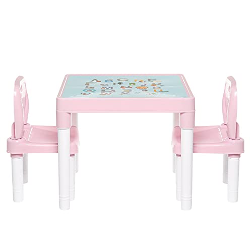 LIRUXUN Children 's Learning Table Chairs Set Kids Gaming Learning Tables Chair PP Table Cute Toy Game Table Desk for Girs Boy