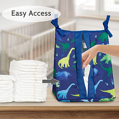 TANOFAR Baby Blankets & Crib Sheet & Diaper Organizer Stackers, 30 x 40 Inch Minky Blanket, 2pcs Baby Nursery Diaper Stacker, Dinosaur