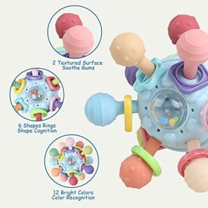 Baby Teething Toys - Infant Sensory Chew Rattles Toys - Newborn Montessori Learning Developmental Toy - Teethers for Babies 0 3 6 9 12 18 Months - Shower Gifts for 1 2 One Two Year Old Girls Boys