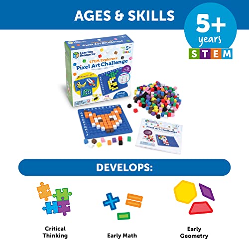 Learning Resources STEM Explorers Pixel Art Challenge, 402 Pieces, Ages 5+, STEM Toys For Kids, Coding Basics For Kids, STEM Activities For Classroom